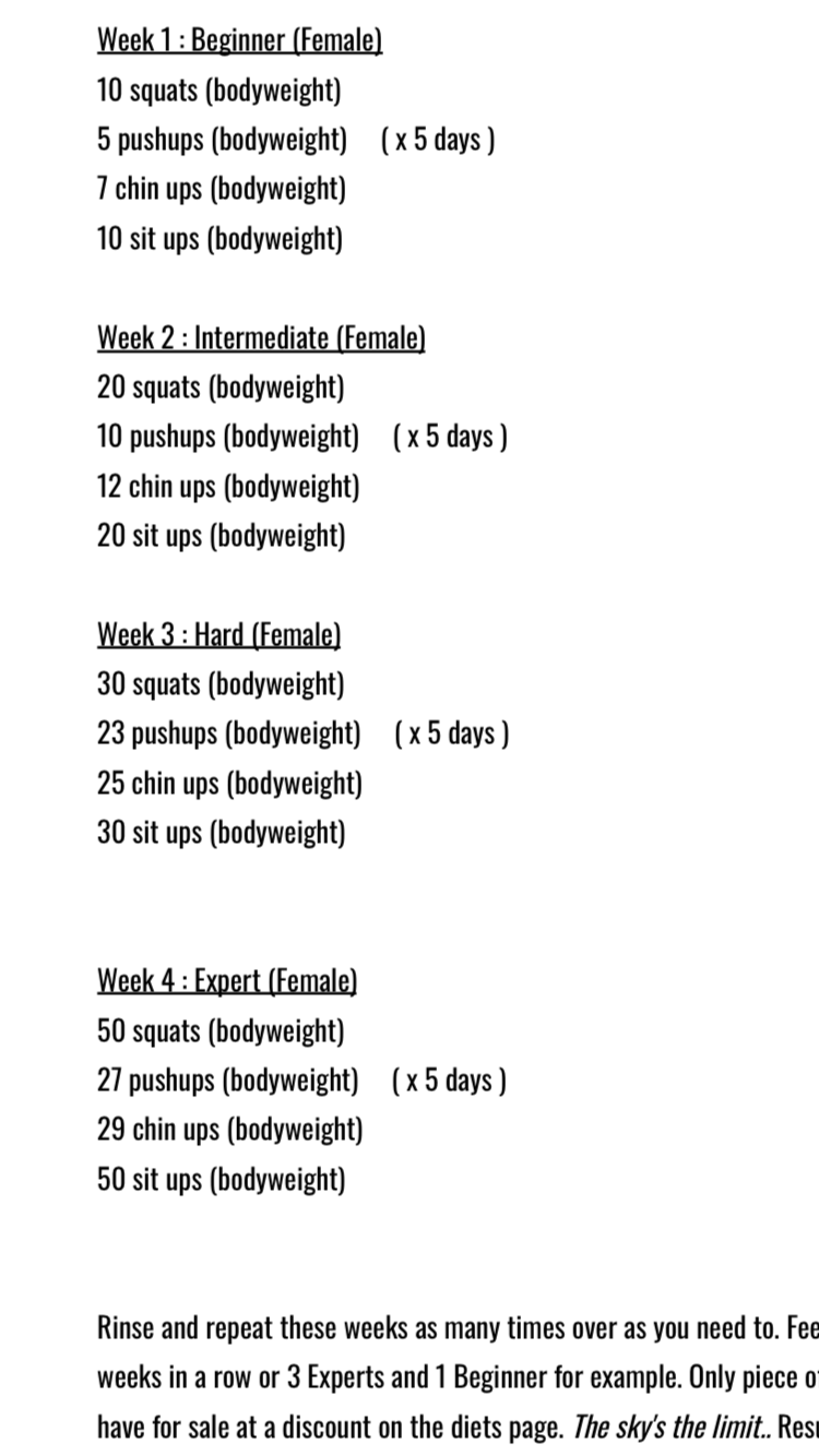 Week By Week Bodybuilding - Calisthenics (Female Oriented Plan)